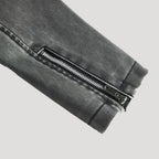 Women’s Leather Moto Jacket Zip Front Washed Gray Outerwear