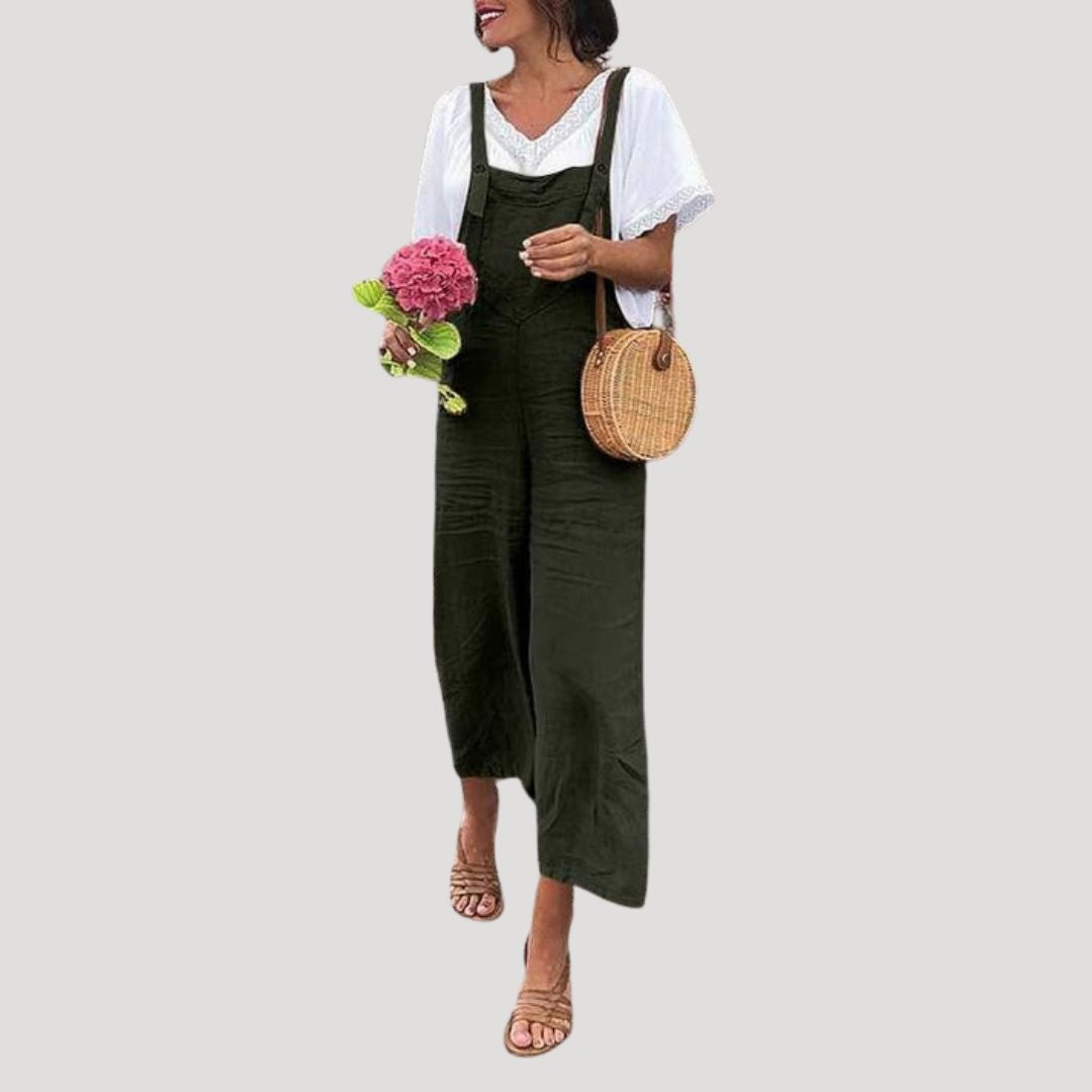 Women’s Linen Overalls Wide Leg Suspender Jumpsuit Pants