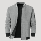 Men’s Textured Zip Up Bomber Jacket Casual Outerwear Coat