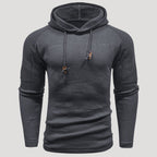 Men’s Knit Pullover Hoodie Ribbed Sleeve Sweatshirt