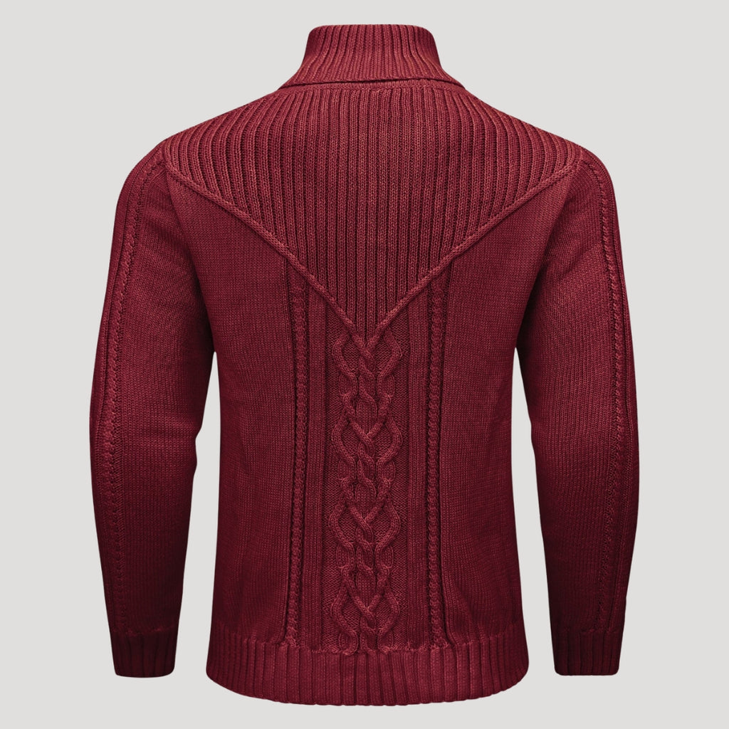 Men’s Cable Knit Shawl Collar Sweater Casual Pullover
