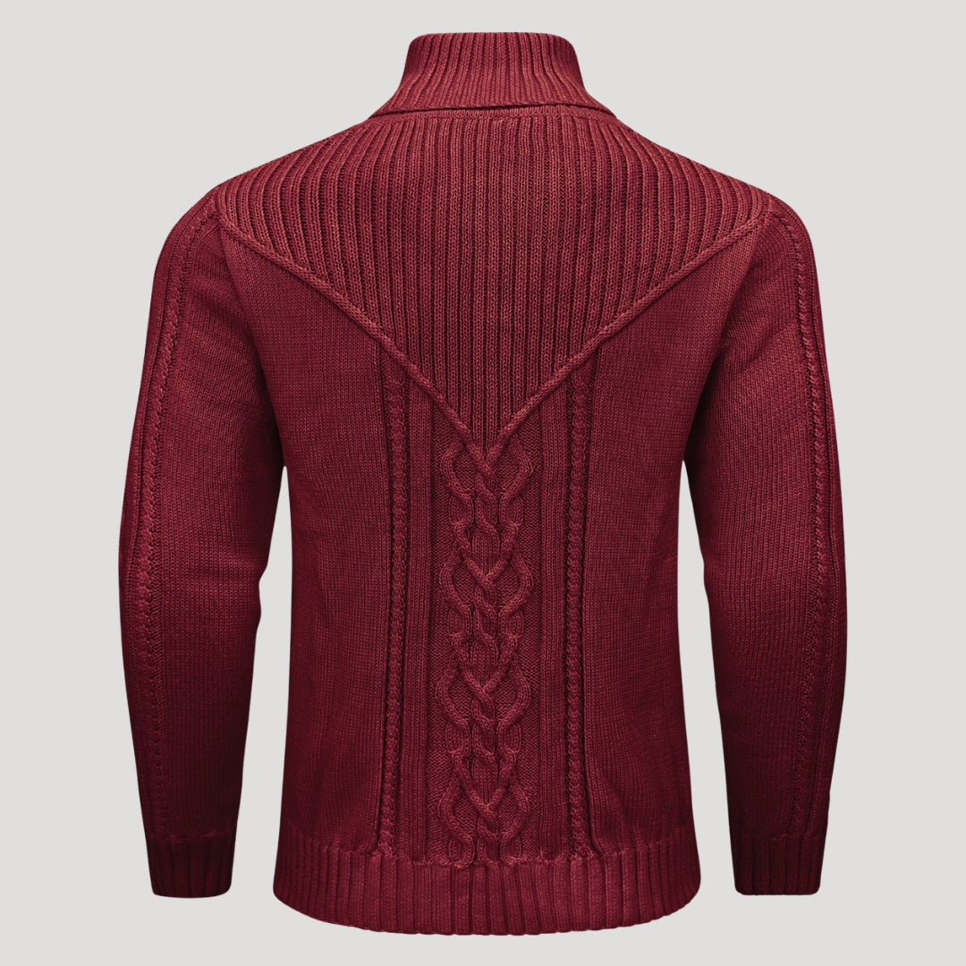 Men’s Cable Knit Shawl Collar Sweater Casual Pullover