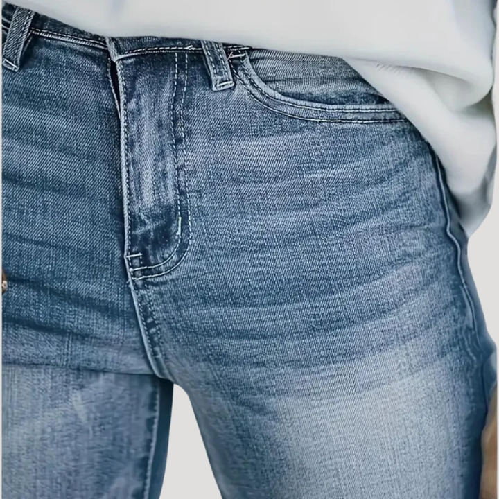 Dámske Rifle Rozšírené S Vysokým Pásom Bootcut Retro Strih