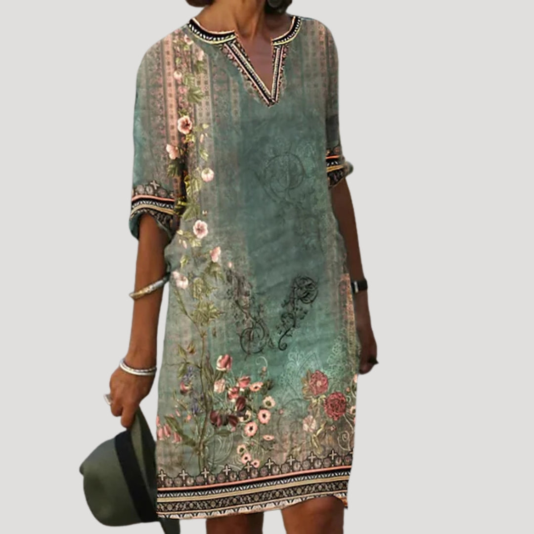 Women’s Summer Dress Casual Boho Tunic Loose V Neck