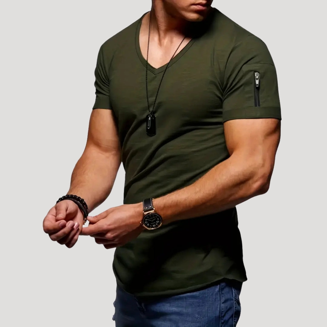 Men’s V Neck T Shirt Short Sleeve Casual