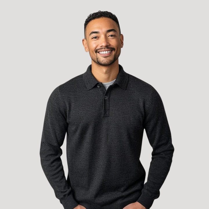 Men’s Polo Sweater Long Sleeve Knit Collar Smart Casual