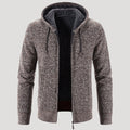 Men’s Sherpa Lined Zip Hoodie Textured Knit Jacket