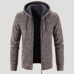 Men’s Sherpa Lined Zip Hoodie Textured Knit Jacket