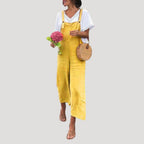 Women’s Linen Overalls Wide Leg Suspender Jumpsuit Pants