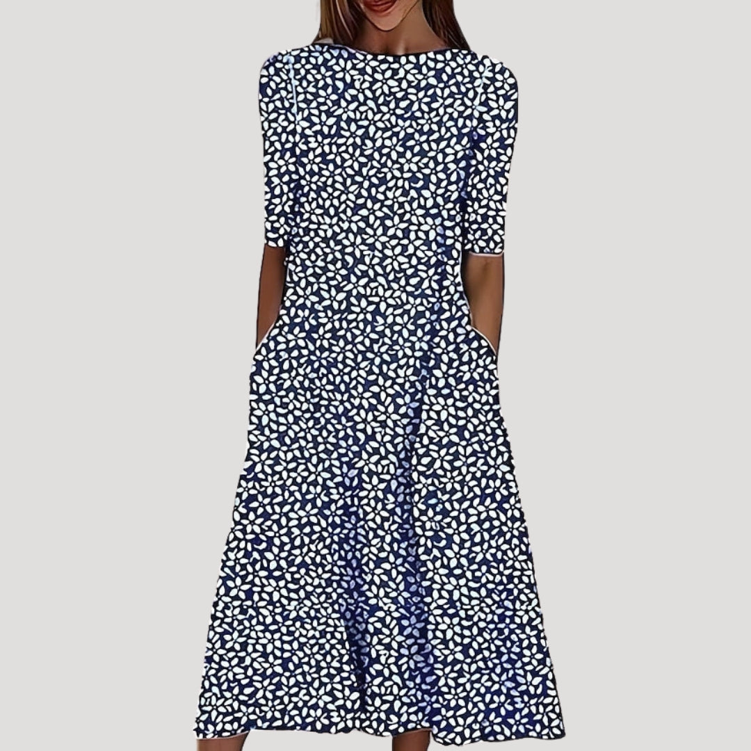 Women’s Midi Dress Short Sleeve A Line Pocket