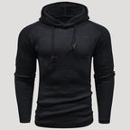 Men’s Knit Pullover Hoodie Ribbed Sleeve Sweatshirt
