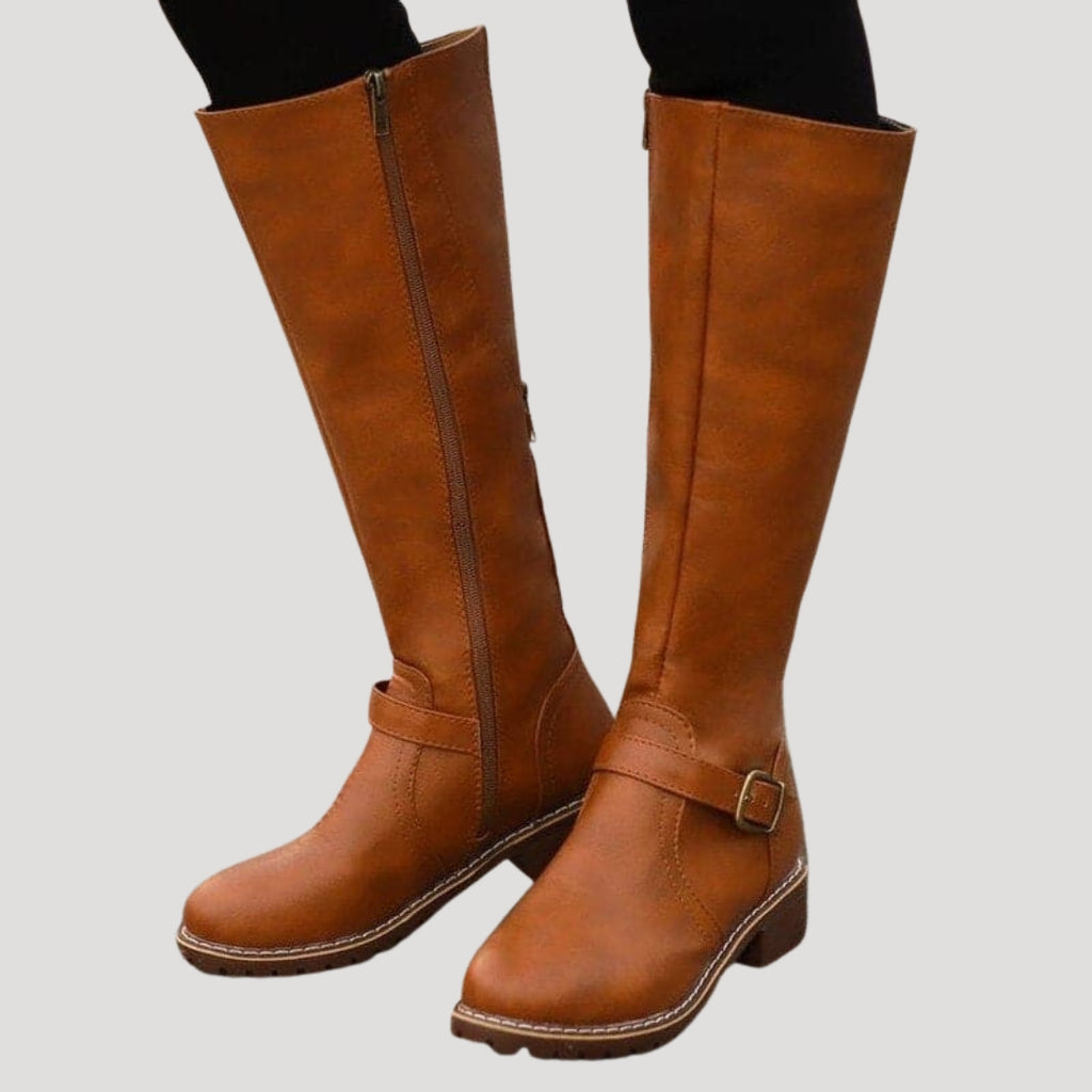 Women’s Knee High Riding Boots Buckle Detail Tall Fashion Shoes