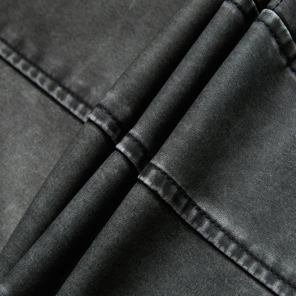 Women’s Leather Moto Jacket Zip Front Washed Gray Outerwear