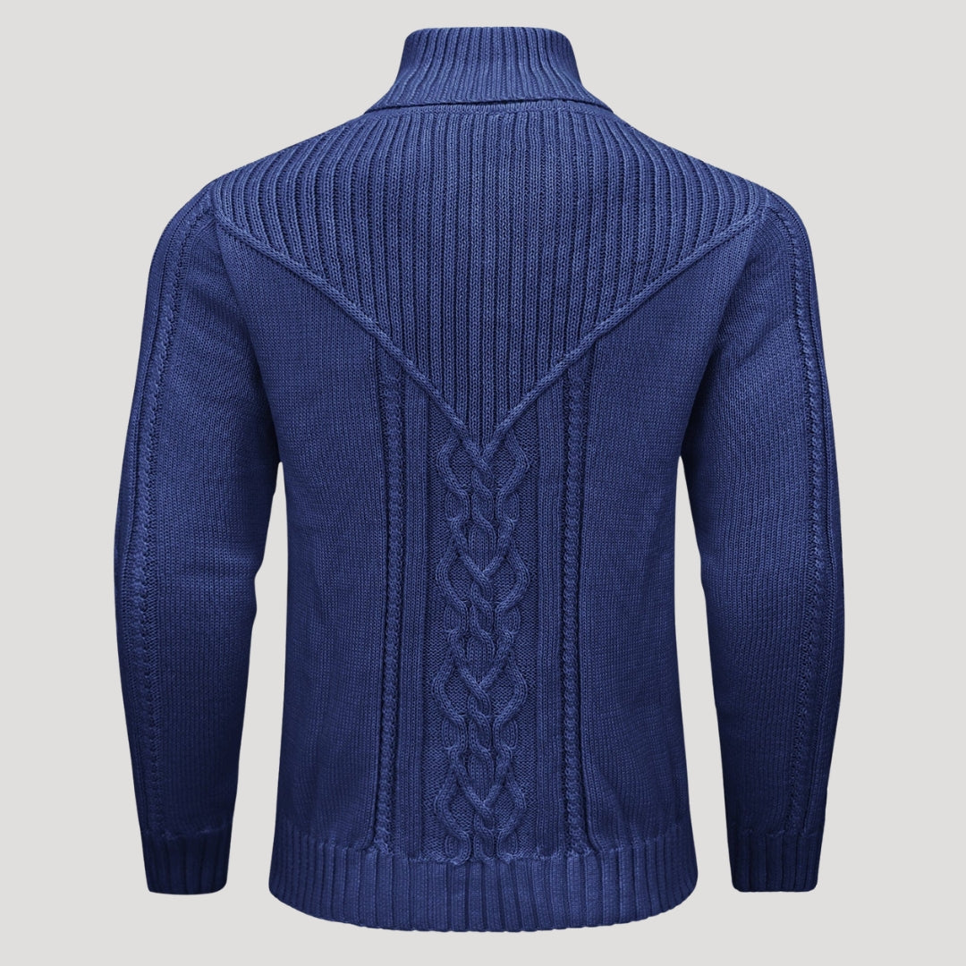 Men’s Cable Knit Shawl Collar Sweater Casual Pullover