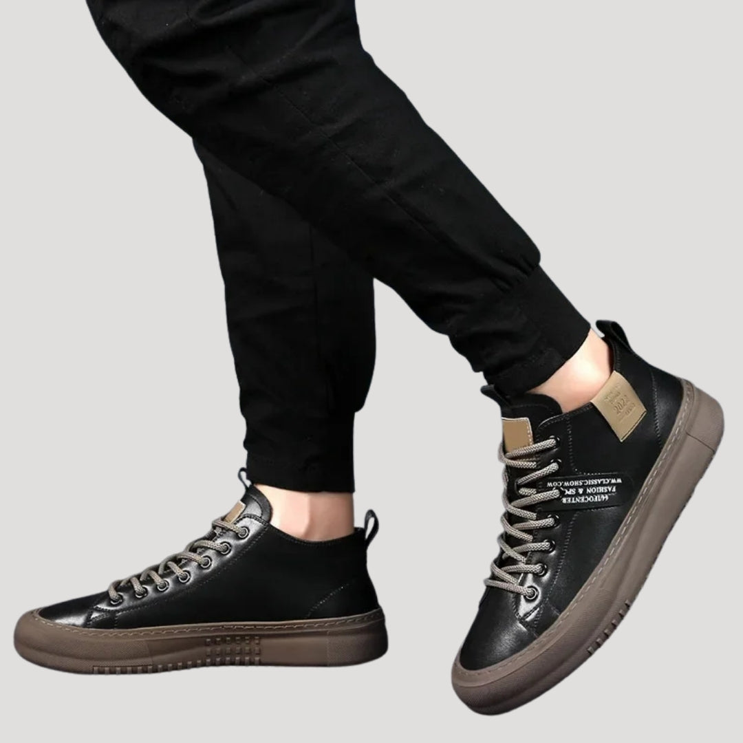 Men’s Sneakers Casual High Top Leather Platform Shoes
