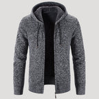 Men’s Sherpa Lined Zip Hoodie Textured Knit Jacket