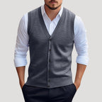 Men’s Sweater Vest Button Casual Lightweight Knit