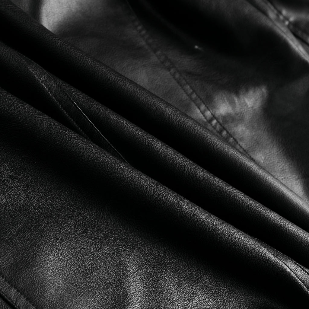 Men’s Faux Fur Collar Leather Trench Coat Longline Style