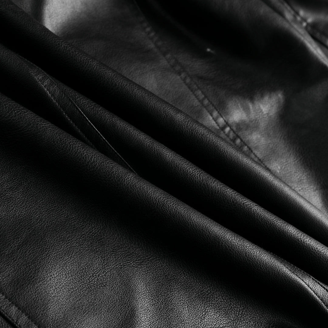 Men’s Faux Fur Collar Leather Trench Coat Longline Style