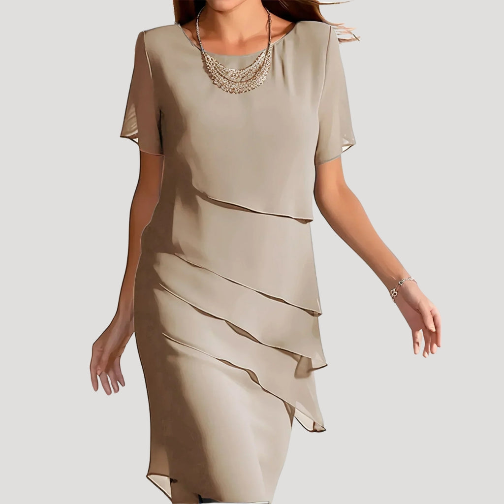 Women’s Summer Dress Midi Work Casual Short Sleeve