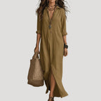 Women’s Summer Dress Maxi Shirt Long Sleeve Casual Loose