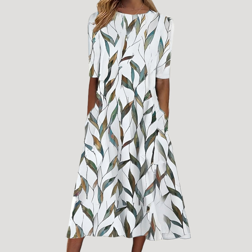 Women’s Midi Dress Short Sleeve A Line Pocket