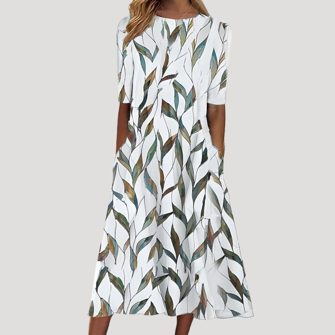 Women’s Midi Dress Short Sleeve A Line Pocket