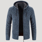 Men’s Sherpa Lined Zip Hoodie Textured Knit Jacket