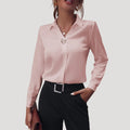 Women’s Button Down Collared Blouse Long Sleeve Office Top