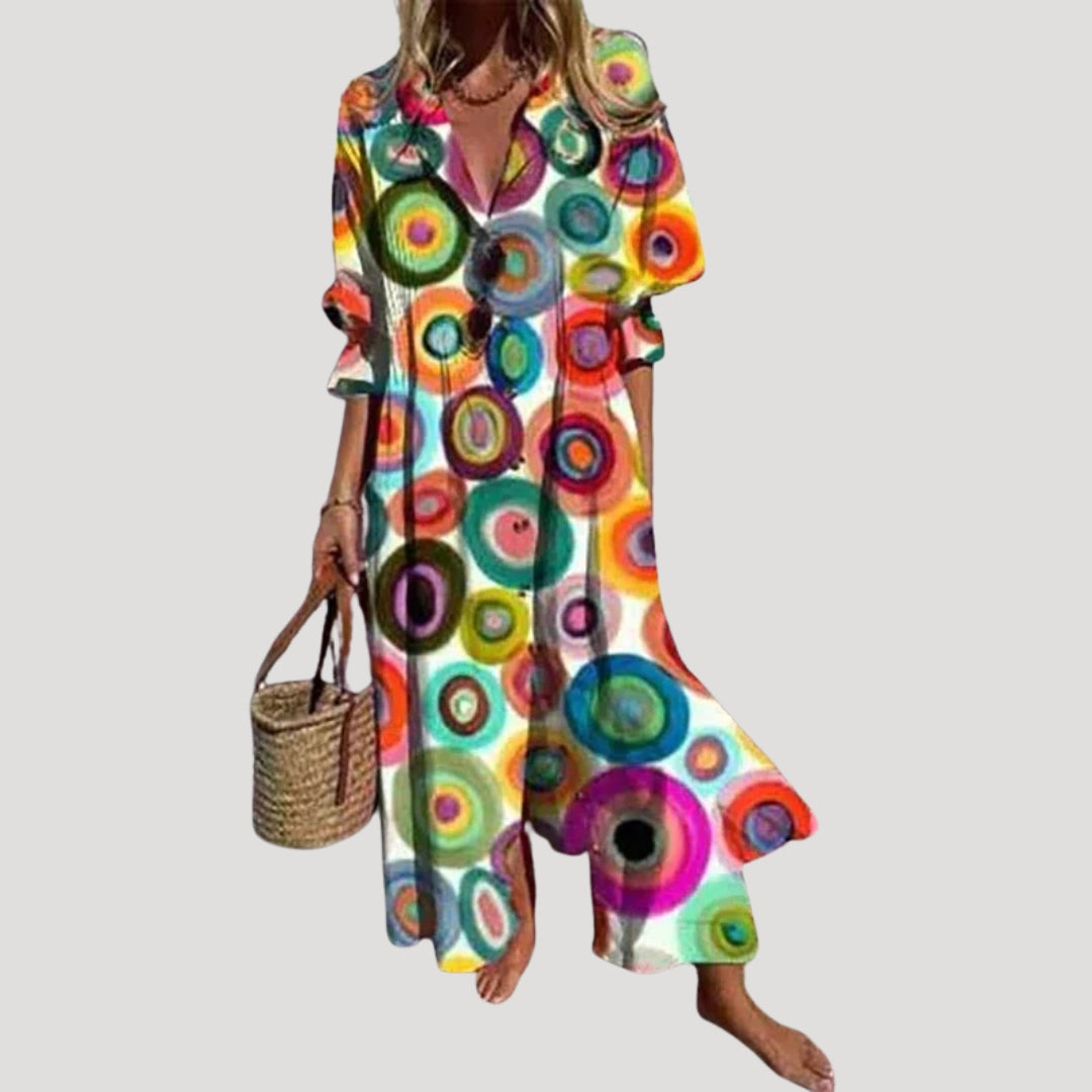 Women’s Summer Dress Maxi Casual Shirt Printed Button