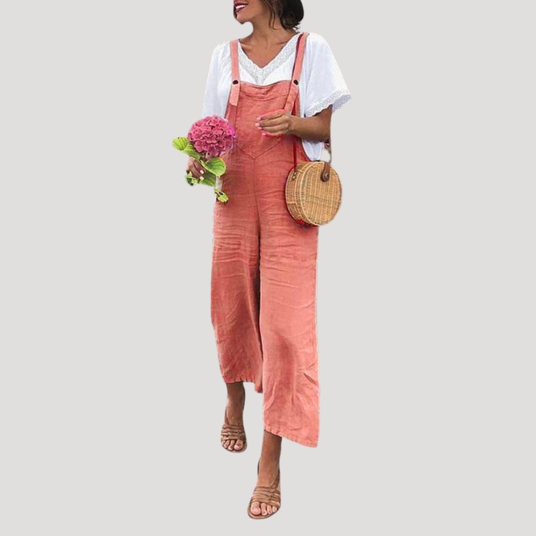 Women’s Linen Overalls Wide Leg Suspender Jumpsuit Pants