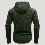 Men’s Quilted Pullover Hoodie Casual Long Sleeve Sweatshirt