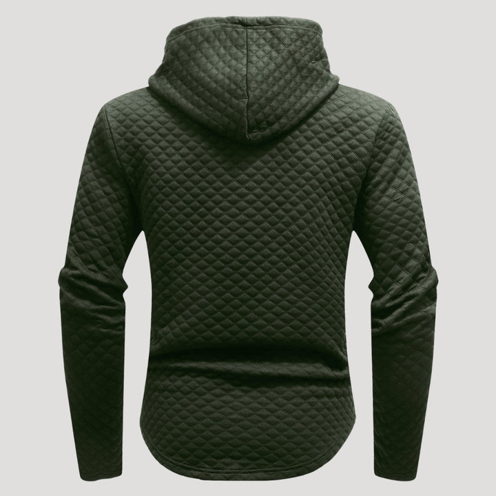 Men’s Quilted Pullover Hoodie Casual Long Sleeve Sweatshirt
