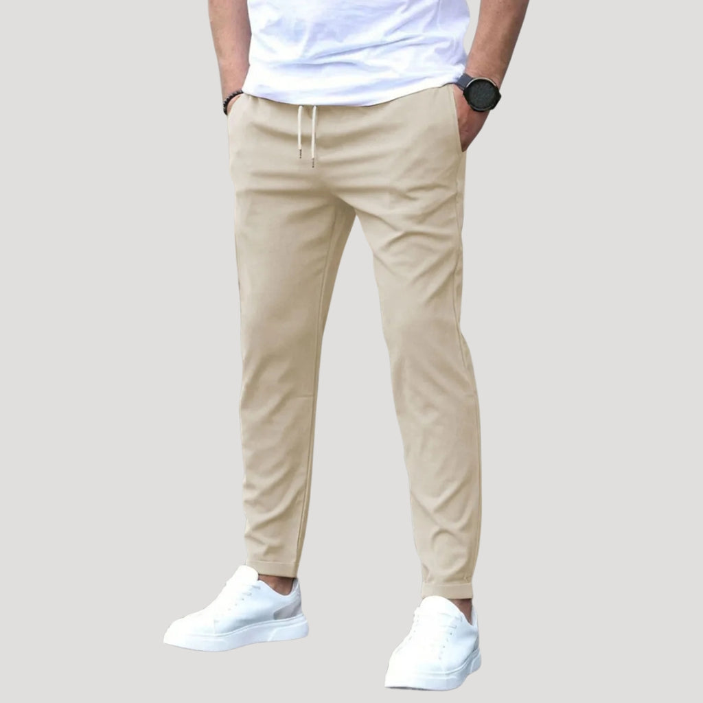 Men’s Chino Pants Elastic Waist Slim Fit Casual Trousers