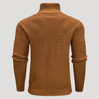 Men’s Textured Quarter Zip Turtleneck Knit Pullover Sweater