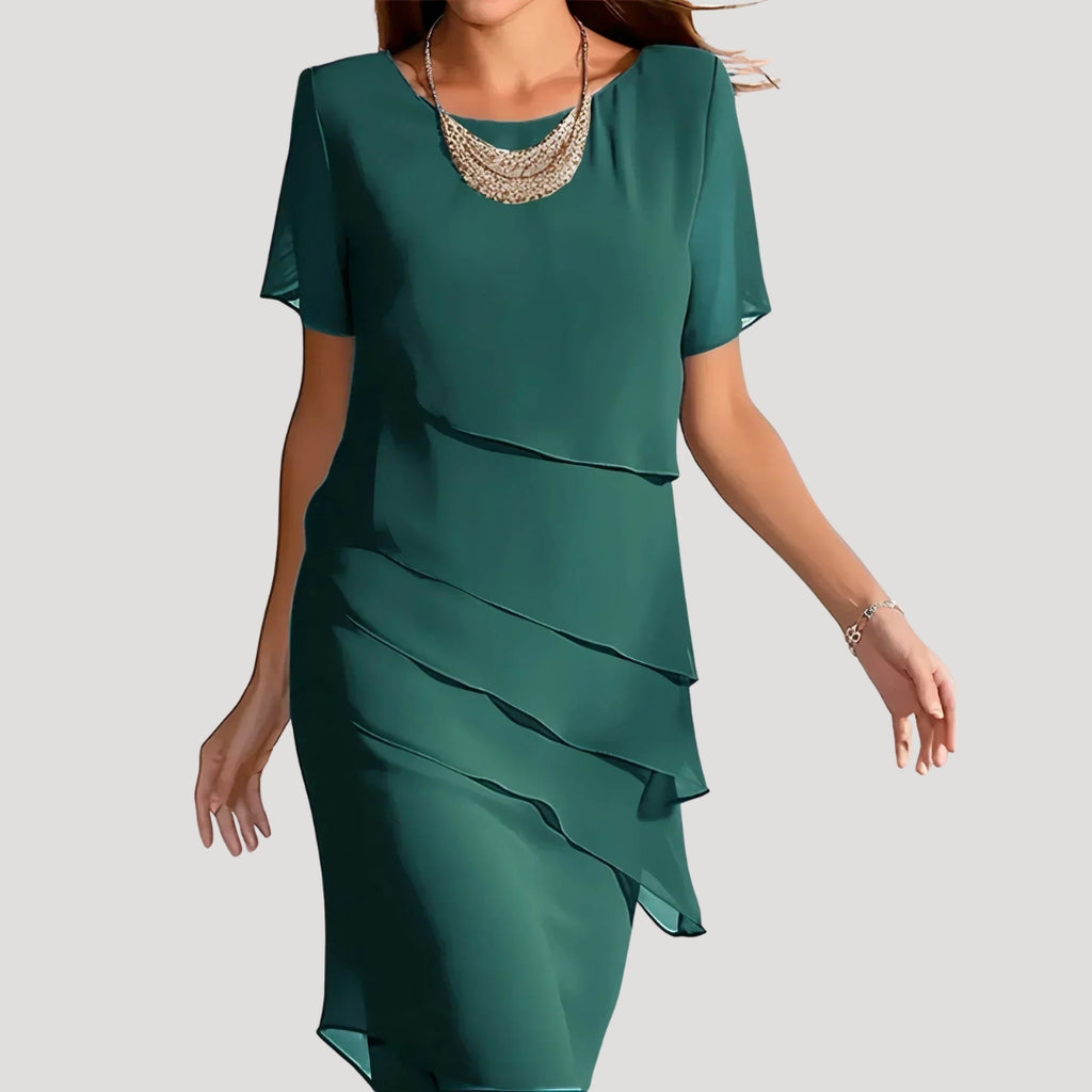 Women’s Summer Dress Midi Work Casual Short Sleeve