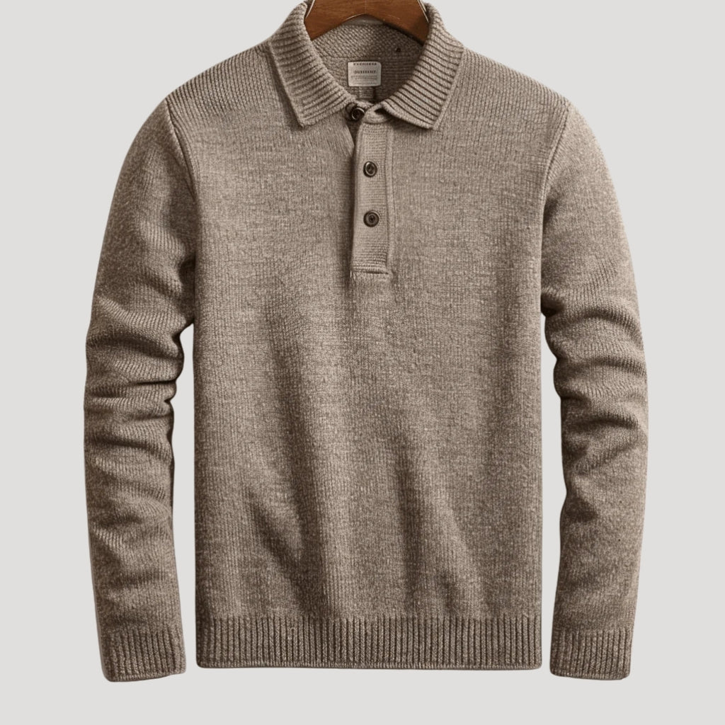 Men’s Polo Sweater Long Sleeve Knit Collar Smart Casual