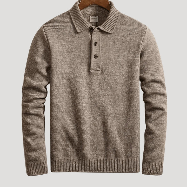 Men’s Polo Sweater Long Sleeve Knit Collar Smart Casual