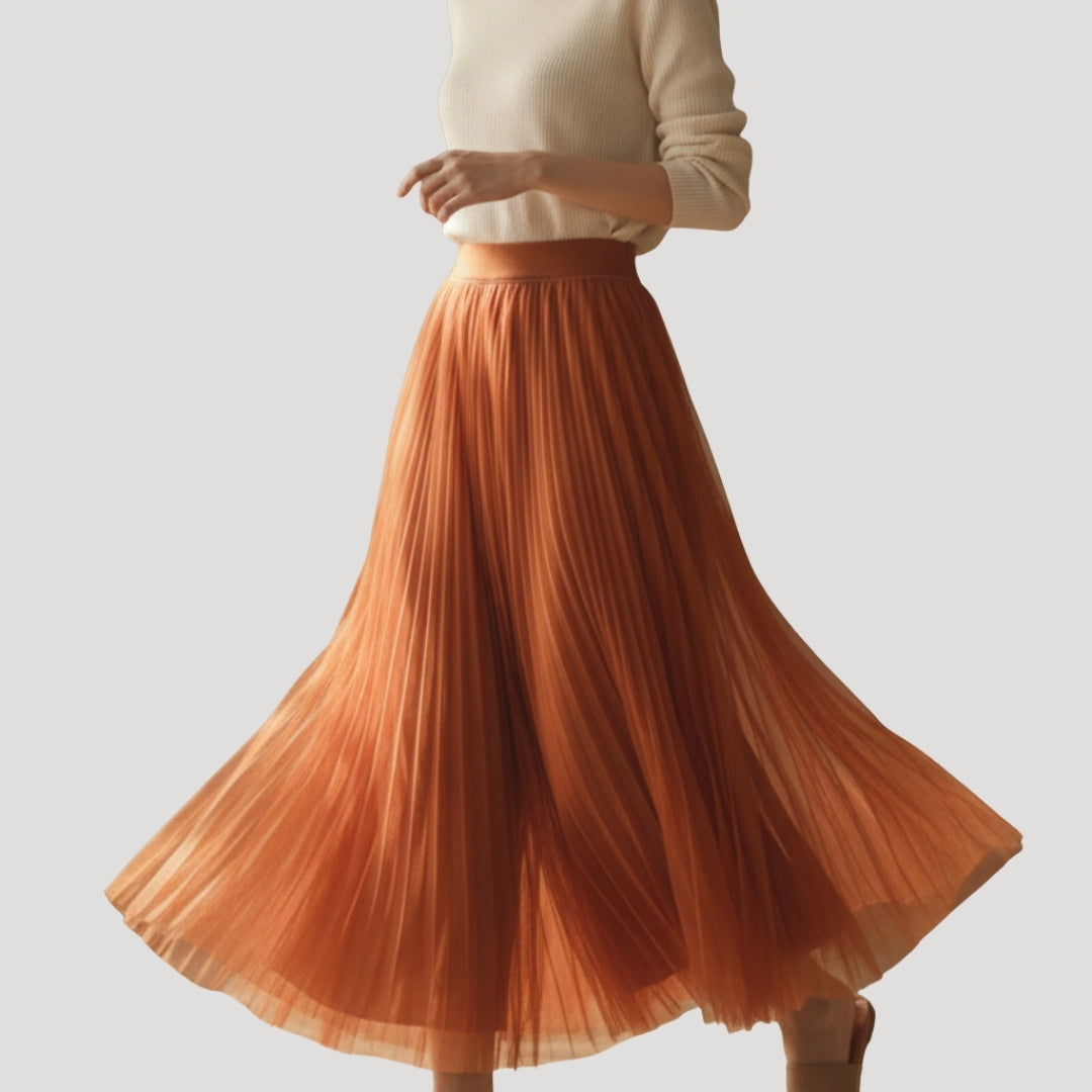 Women’s Pleated Skirt Long Tulle High Waisted Flowing