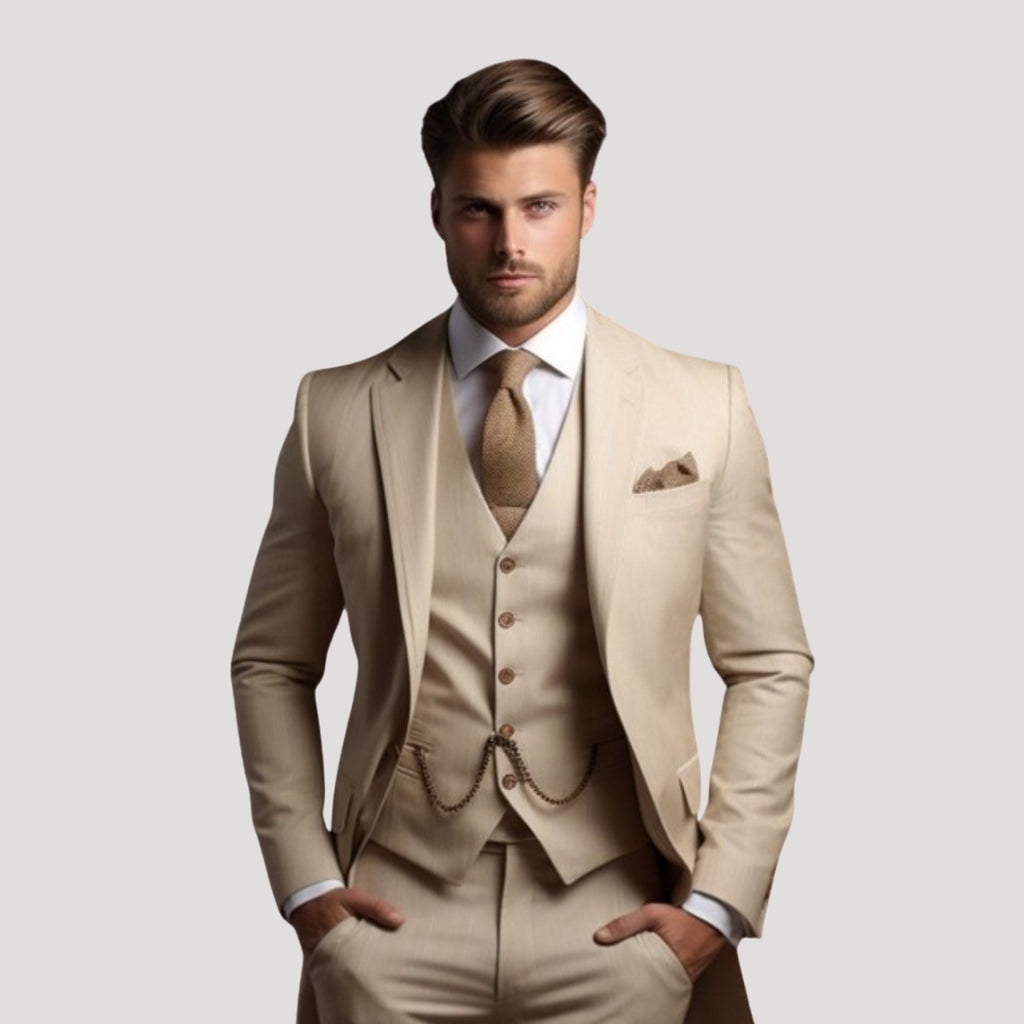 Men’s Three Piece Suit Slim Fit Blazer Vest Pants Set