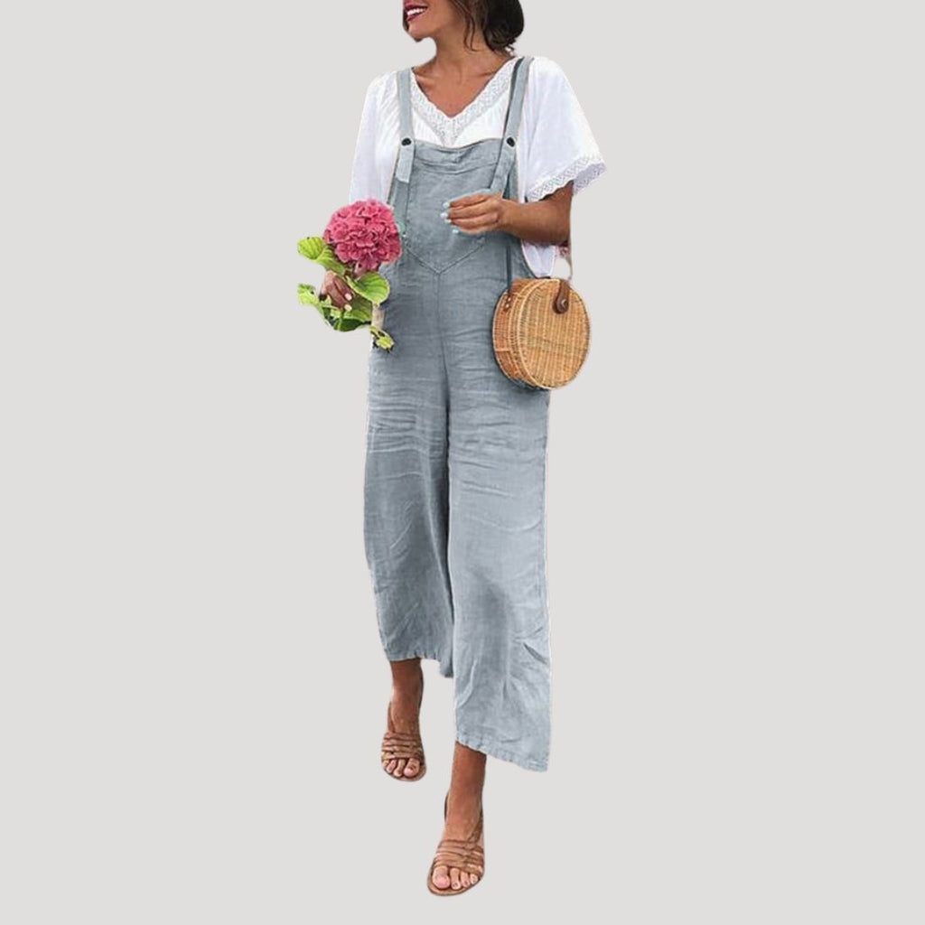 Women’s Linen Overalls Wide Leg Suspender Jumpsuit Pants