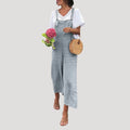 Women’s Linen Overalls Wide Leg Suspender Jumpsuit Pants