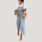 Women’s Linen Overalls Wide Leg Suspender Jumpsuit Pants