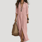 Women’s Summer Dress Maxi Shirt Long Sleeve Casual Loose