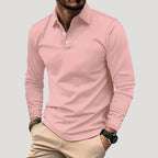 Men’s Long Sleeve Polo Shirt Casual Slim Fit Button Top