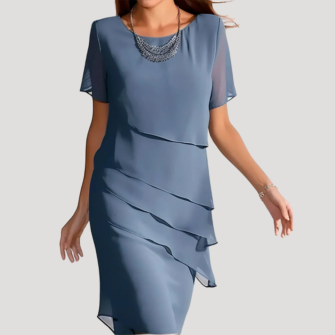 Women’s Summer Dress Midi Work Casual Short Sleeve