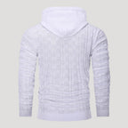Men’s Plaid Knit Pullover Hoodie Textured Long Sleeve Sweater