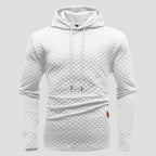 Men’s Quilted Pullover Hoodie Casual Long Sleeve Sweatshirt