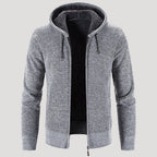 Men’s Sherpa Lined Zip Hoodie Textured Knit Jacket