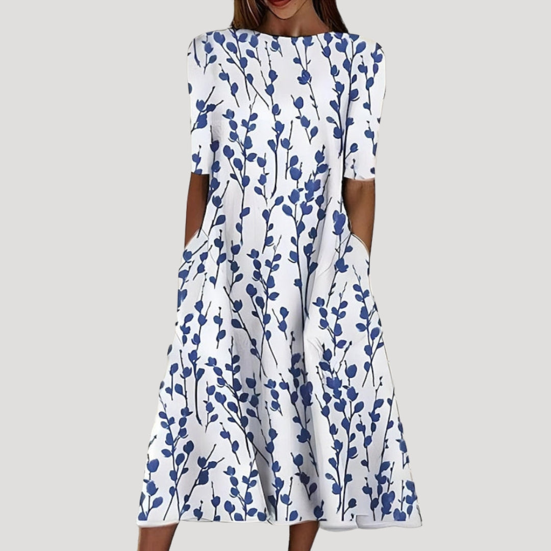 Women’s Midi Dress Short Sleeve A Line Pocket
